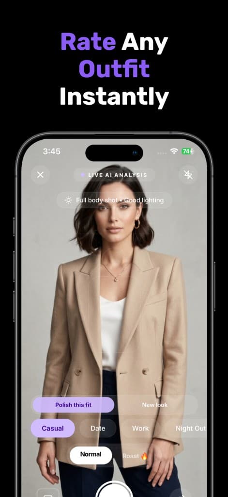 DripScore camera with live AI outfit analysis